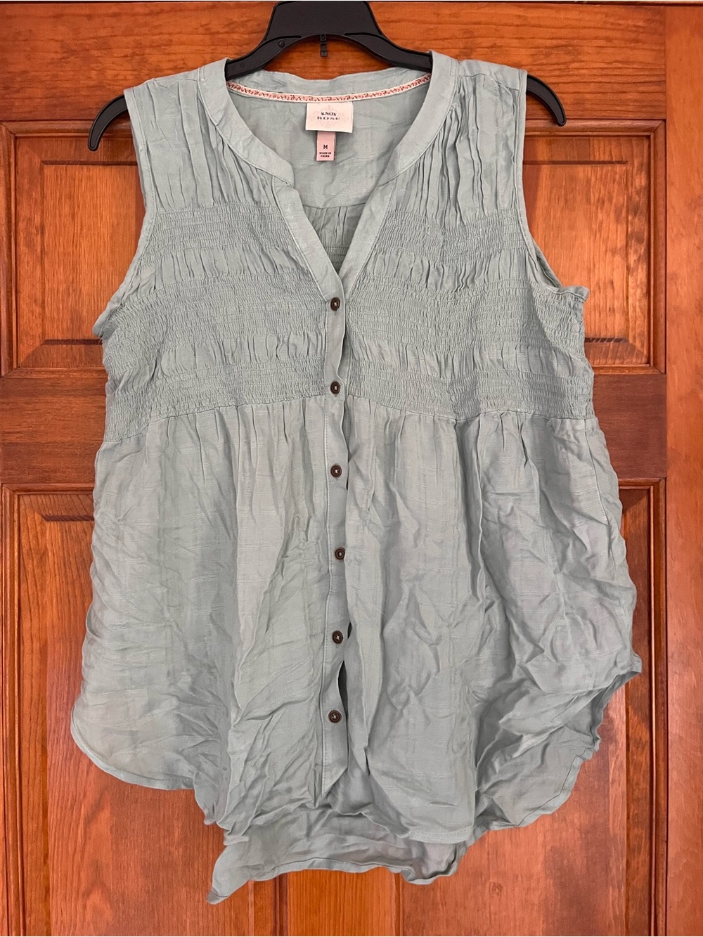 Knox Rose Light Blue Sleeveless Button-Front Top
